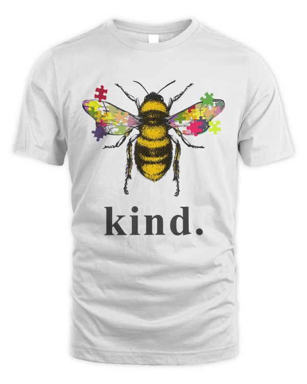Autism Awareness Bee Kind Puzzle Pieces T Shirt T-Shirt