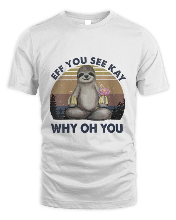 Womens Eff You See Kay Why Oh You Funny Vintage Sloth Lover Yoga V-Neck T-Shirt