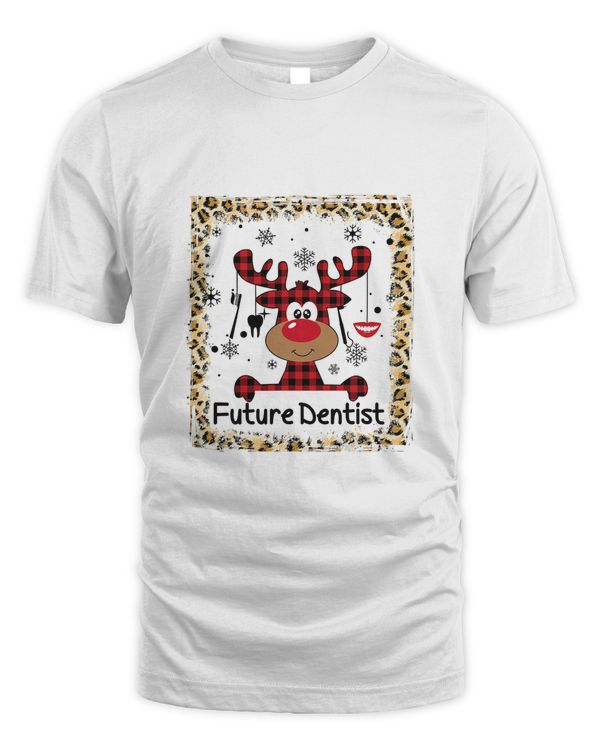 Bleached Future Dentist Reindeer Christmas Xmas Dental Crew T-Shirt