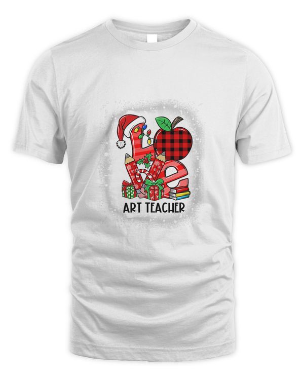Bleached Love Art Teacher Santa Hat Artist Painter Christmas T-Shirt