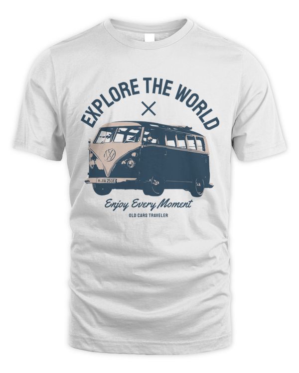 Explore The World Enjoy Every Moment Old Cars Traveler Retro Vintage