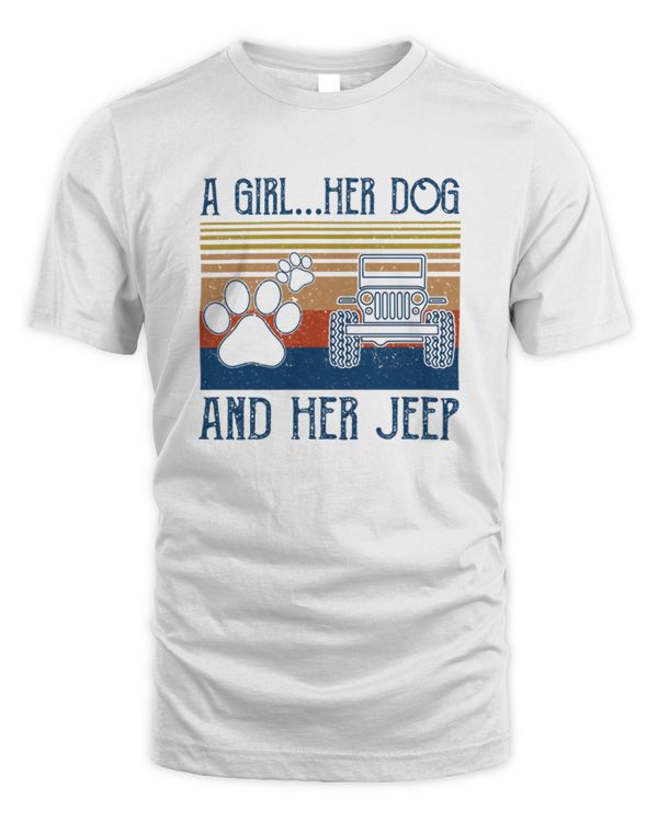 A Girl Her Dog And Her Jeep Vintage A Girl Her Dog And Her Jeep T-Shirt