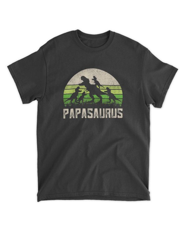 Mens Funny Grandpa Shirts, Papasaurus Dinosaur 4 Kids Fathers Day Shirt