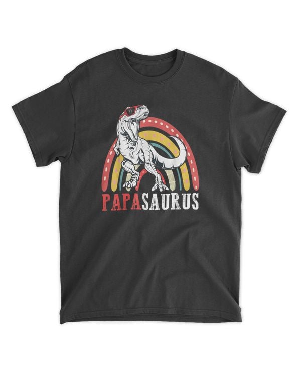 Papasaurus T Rex Funny Rainbow Papa Saurus Family Matching Shirt