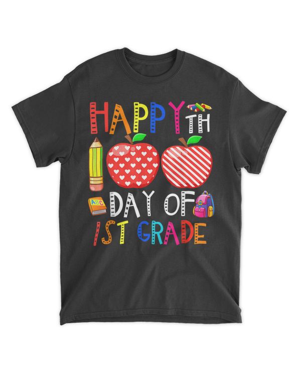 Happy 100th day Of School First 1st grade Teacher Boys Girls T-Shirt