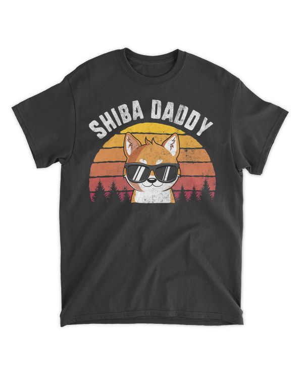Retro Vintage Shiba Inu Daddy Dogs Lover Fathers Day Gift T-Shirt