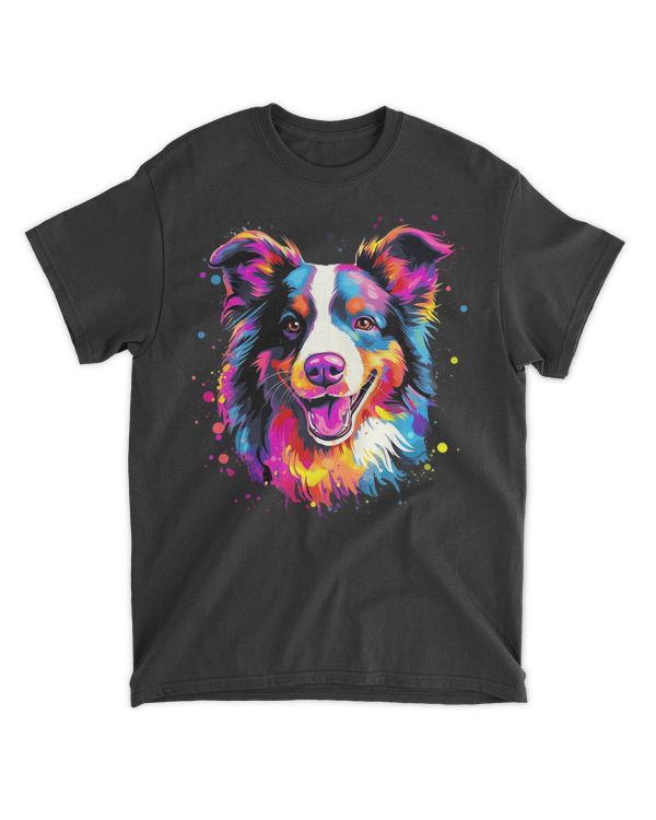 Colorful Pop Art Border Collie Lover Portrait T-Shirt