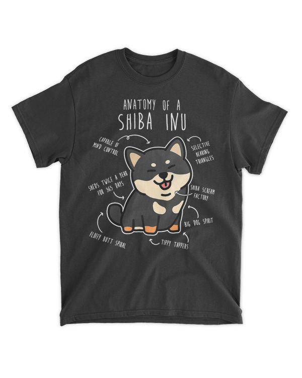 Shiba Inu Dog Anatomy, Funny Pet Black Tan Doge Mom Cute T-Shirt