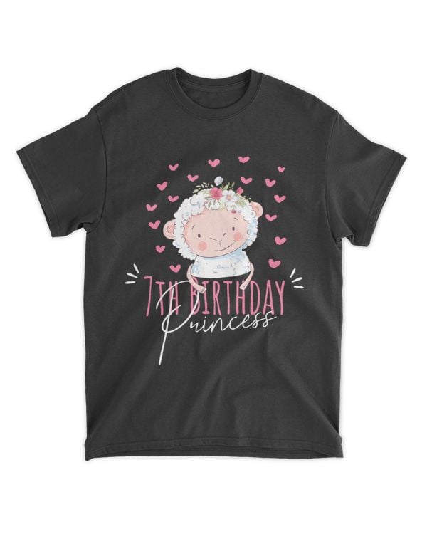 7th Birthday Princess Girl 7 Years Old Sheep Lover BDay