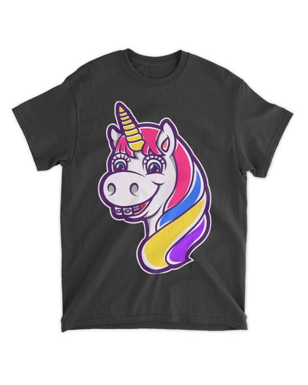 Cool Unicorn With Dental Braces Funny Horn Horse Smile