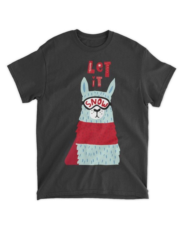 Enjoy Cool Funny Christmas Llama Let It Snow Graphic Anime