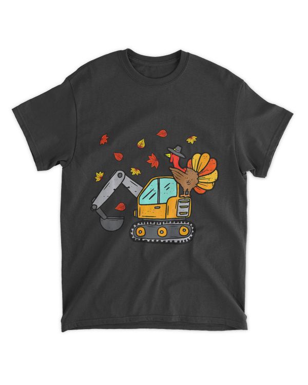 Kids Thanksgiving Crane Truck Construction Funny Turkey Kids Boys