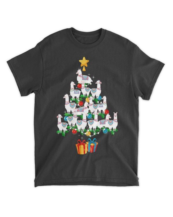 Cute Llama Christmas Tree Funny Animals Llamas Lover Xmas