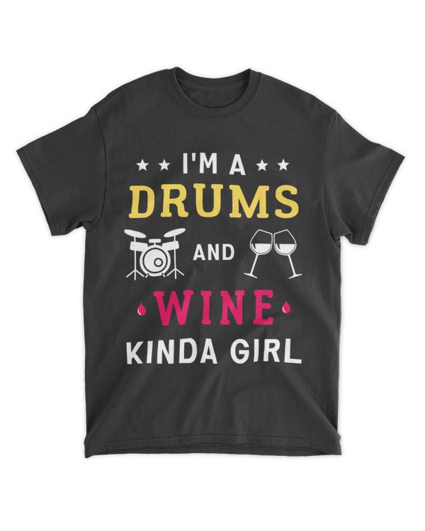 Drums And Wine Lover Musician Drum Teacher Women Drummer