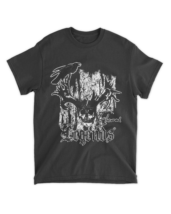 Eternal legends Raven on a Skull Horn Vintage typography