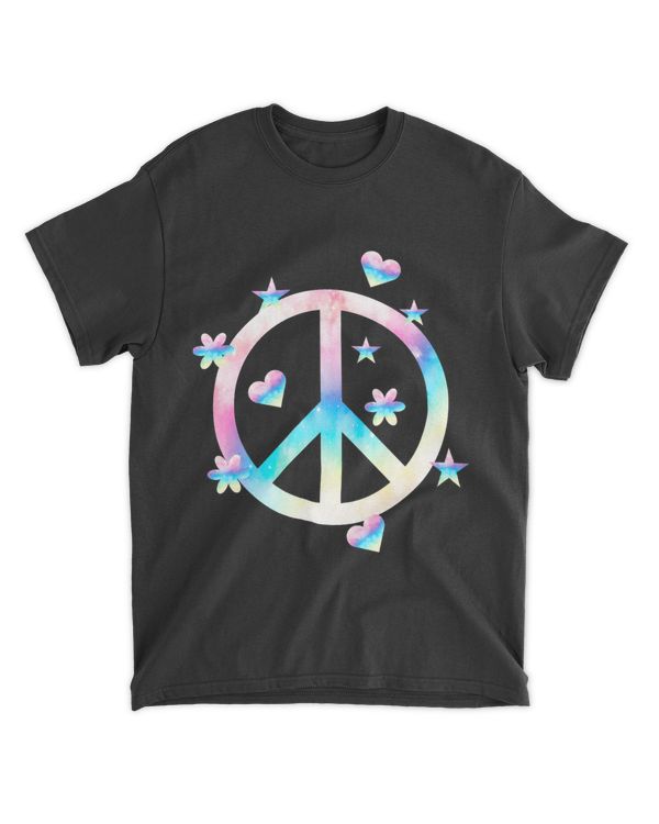Love Peace Sign Tee 60s 70s Dye Tie Dye Peace hippy tee