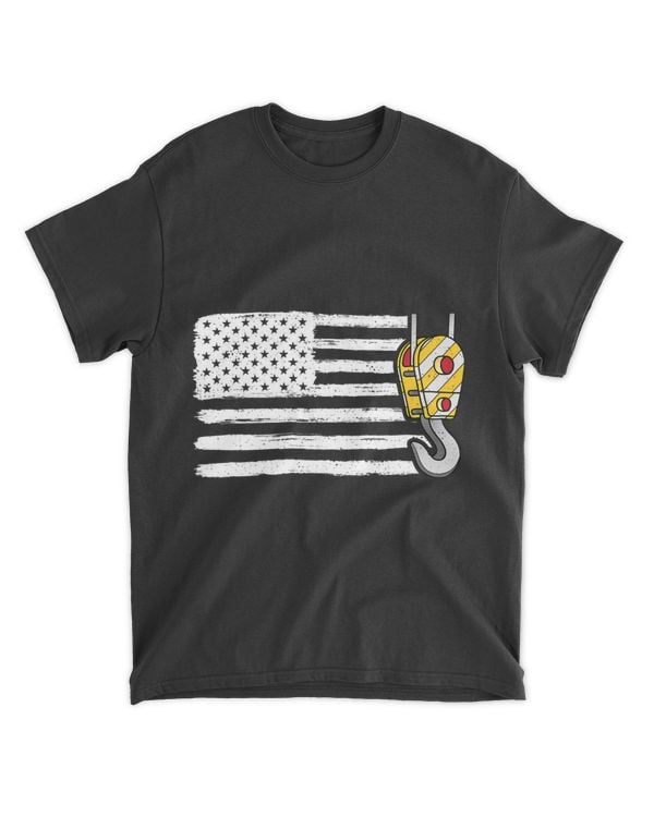 Crane Operator Patriotic American Flag Backhoe Crane Driver