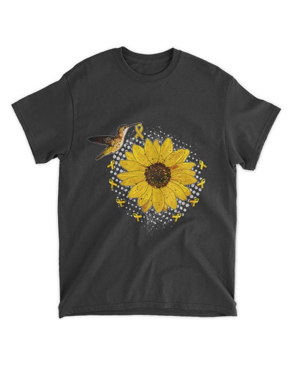 Mens Hopeful Hummingbird Yellow Ribbon Bone Cancer Support