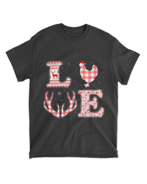 Funny Chicken Lovers Xmas Red Plaid Reindeer Ugly Christmas