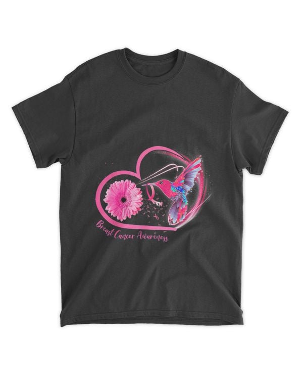 Womens Hummingbird Breast Cancer Awareness Daisy Sunflower