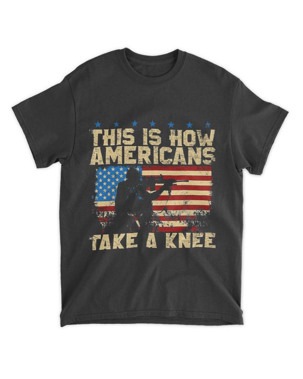 Kneel For The Flag Veteran Soldier Military American Flag