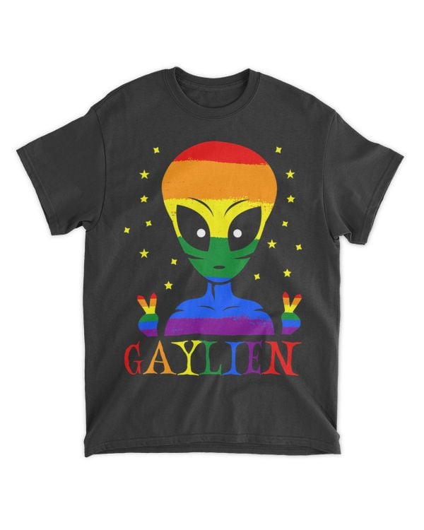 LGBT Pride Gaylien Funny Rainbow Flag Color Halloween Alien LGBT Lover