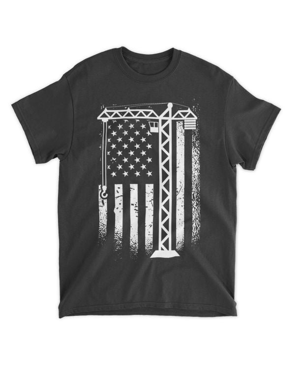 American Flag Crane Operator Heavy Equipment Crane Lover