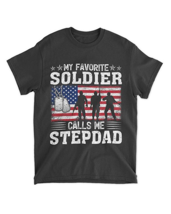 Mens USA Flag My Soldier Calls Me Stepdad Army Fathers Day