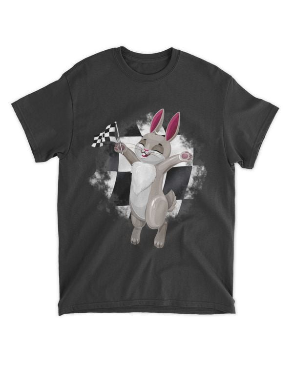 Kids Racecar Checkered Flag Graphic Happy Raceday Easter Bunny