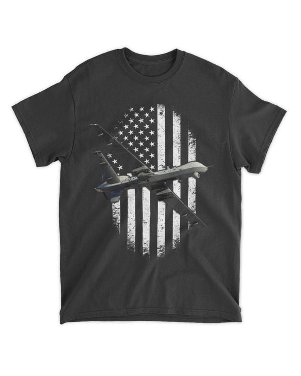 MQ1C Gray Eagle Military Aircraft American Flag