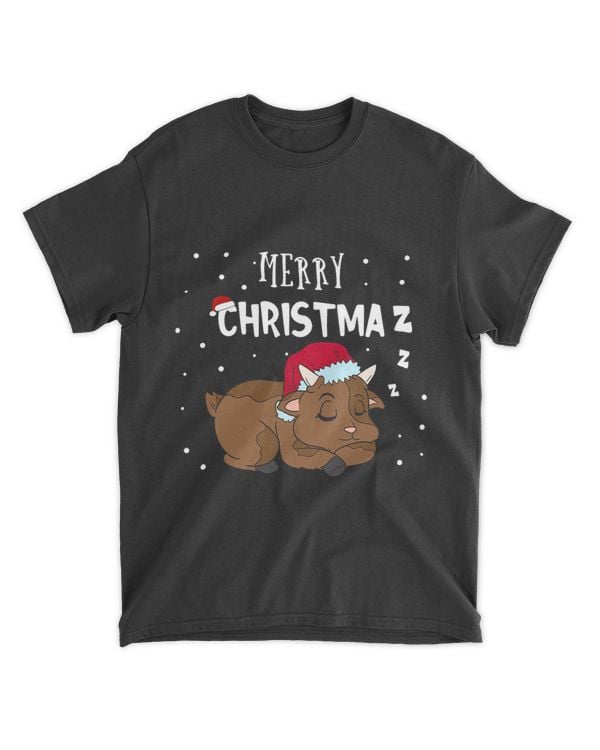 Funny Sleeping Goat Merry Christmaz Farmer Christmas