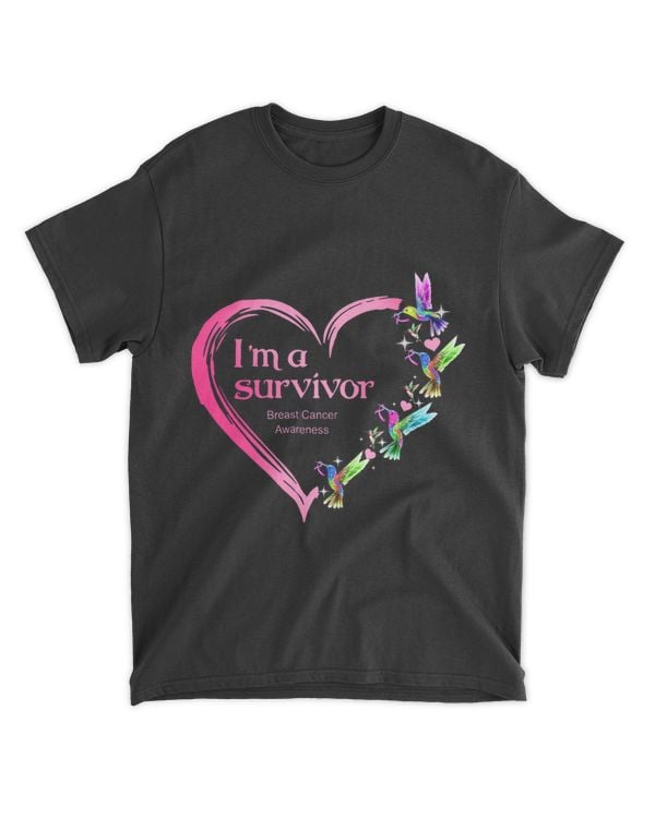Im A Survivor Breast Cancer Awareness Hummingbird Heart