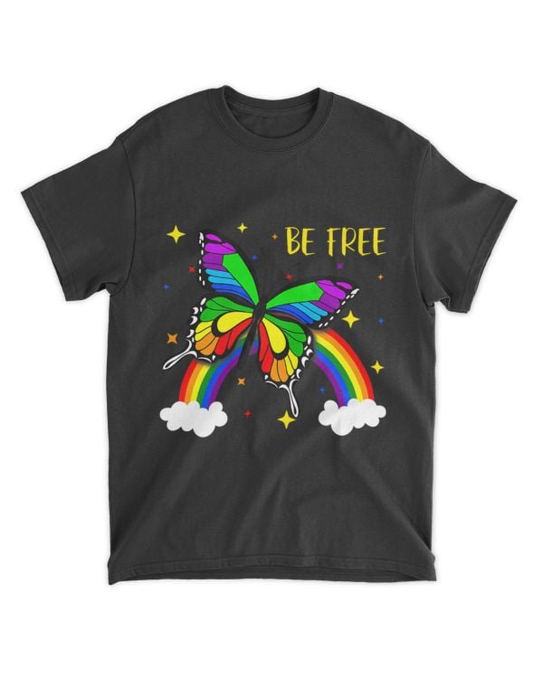 Butterfly LGBT Rainbow Flag Support LGBTQ Gay Pride Month