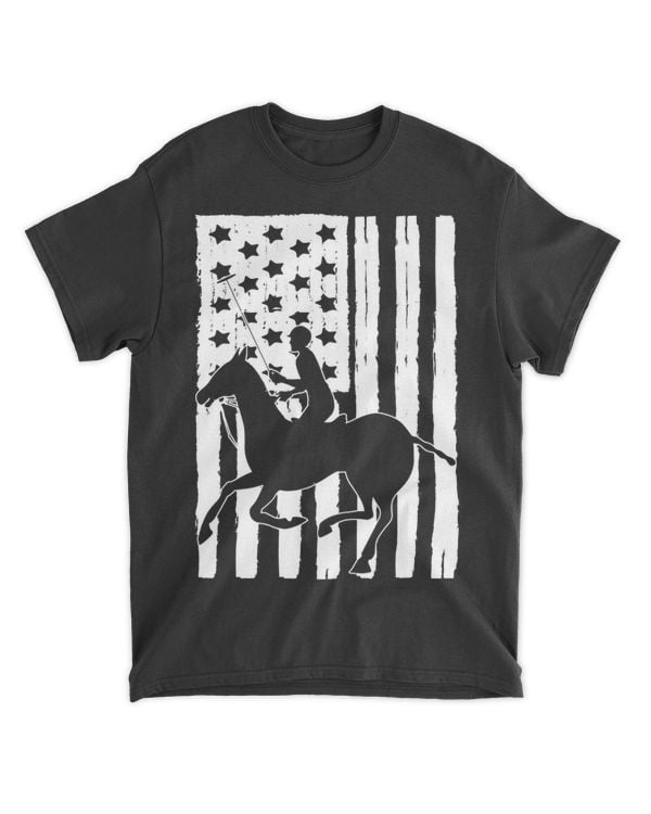 American Flag Horse Polo Lover Theme Graphic Design Rider