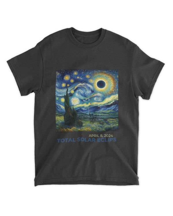 Total Solar Eclipse 2024 Vincent van Gogh Art Starry Night T-Shirt