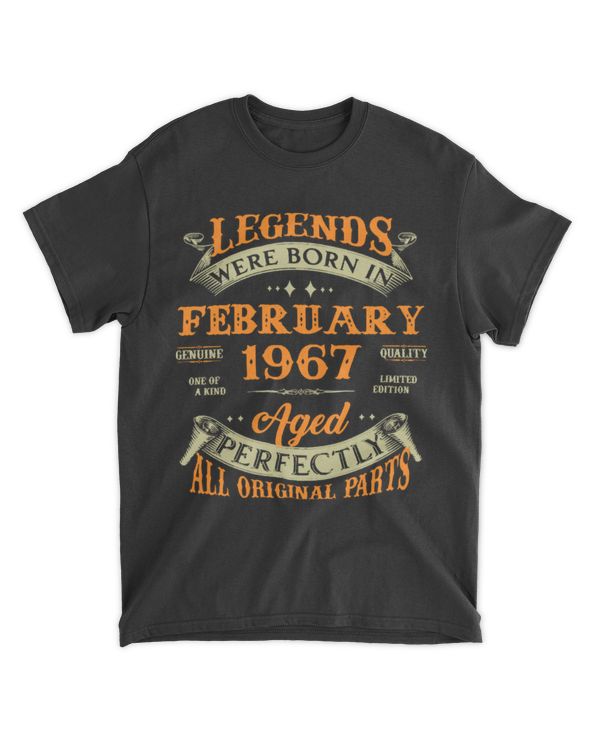 Born In February 1967 T-Shirt56th Birthday Gift Legends Born In February 1967 56 Years Old T-Shirt