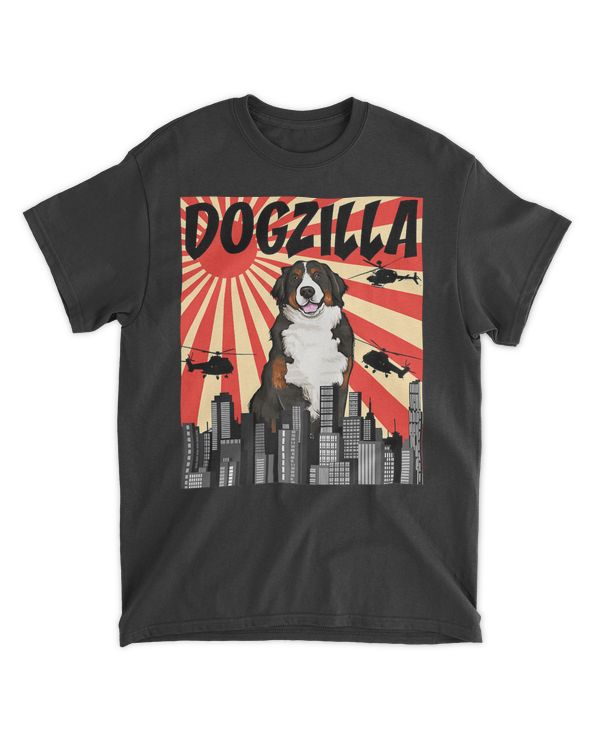 Funny Retro Japanese Dogzilla Bernese Mountain Dog T-Shirt