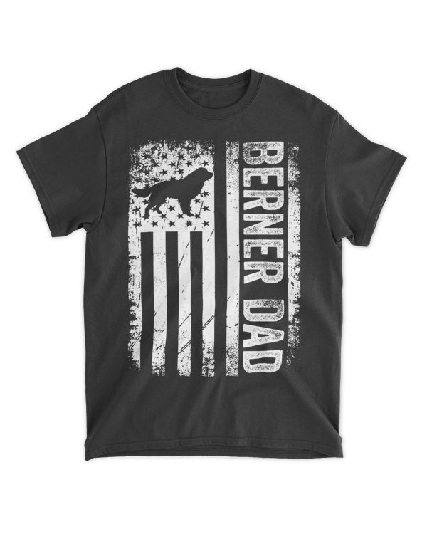 Mens Berner Dad Bernese Mountain Dad American US Flag Dog T-Shirt