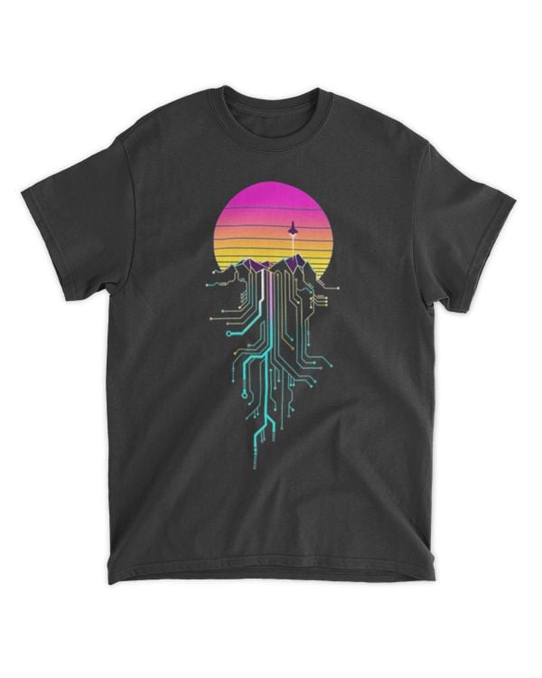 Synth Mountain Sunrise Classic T-Shirt