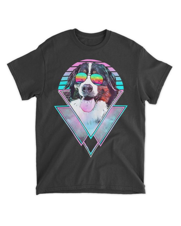 Bernese Mountain Dog Vintage Retro Vaporwave Beach Vibe Long Sleeve T-Shirt