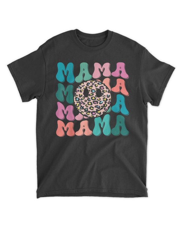 Retro Leopard Mama Groovy Face Trendy New Mom