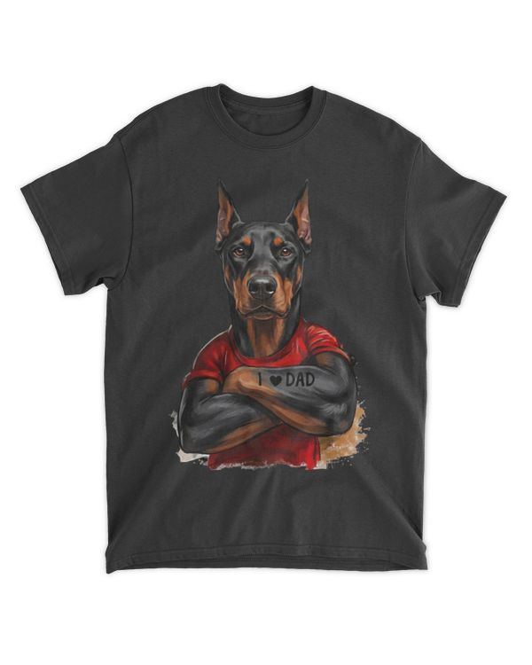 I Love Dad Tattoo Doberman Dad Funny Father's Day T-Shirt 2