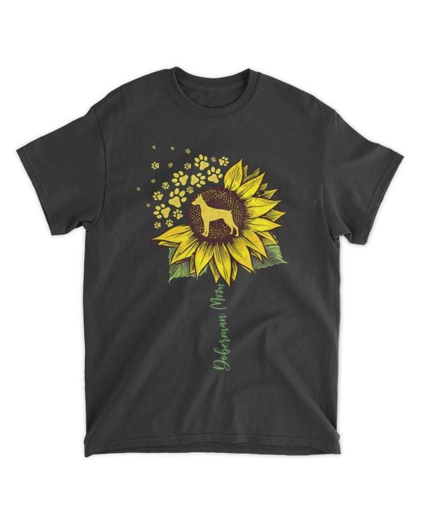 Doberman Mom Sunflower Doberman Lover Gifts Dog Mama T-Shirt