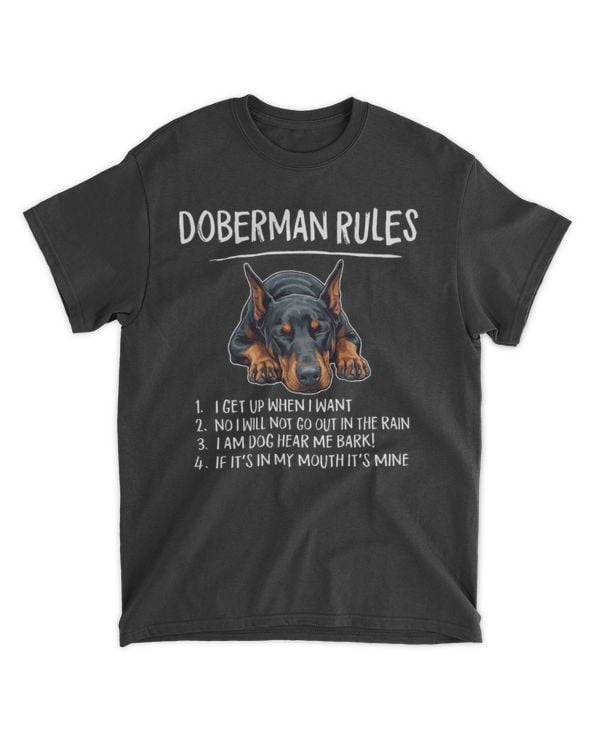 Mens Womens Funny Cute Rules Sleeping Napping Doberman Lover T-Shirt