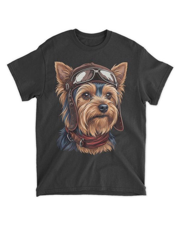Aviation Yorkie Dog Airplane Pilot on Yorkie Pilot T-Shirt