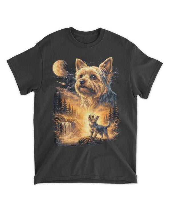 Yorkie Howling to The Moon Vintage 90s Animal T-Shirt