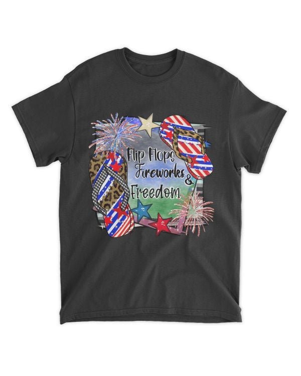 July 4th Flip Flops Fireworks & Freedom Patriotic