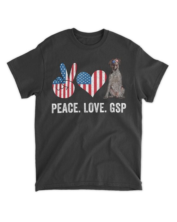 Peace Love GSP Dad Mom Usa Flag German Shorthaired Pointer Tank Top