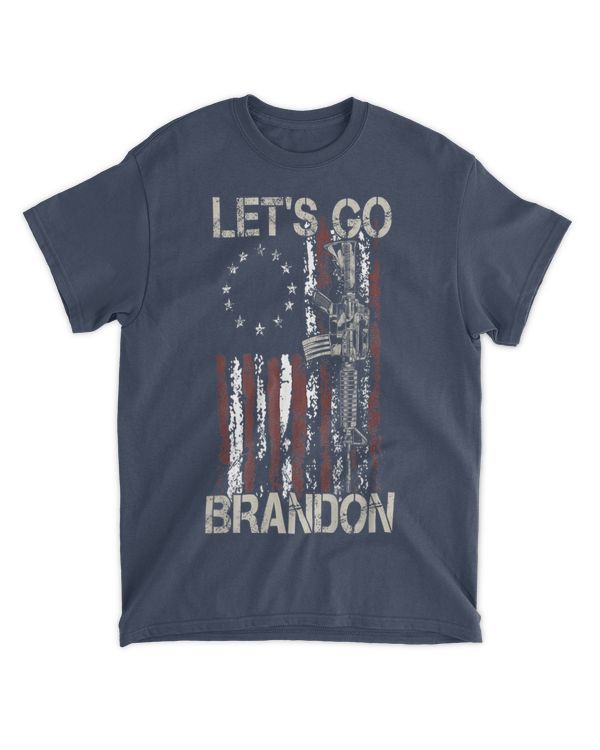 Lets Go Brandon Gun American Flag Patriots Let's Go Brandon T-Shirt