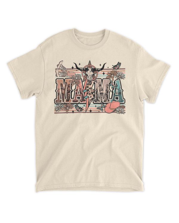 Mama Western Country Cow Skull Cowhide Mom Hippies